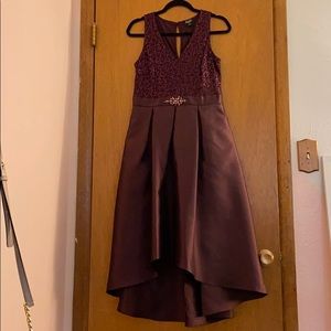 Burgundy high low formal dress